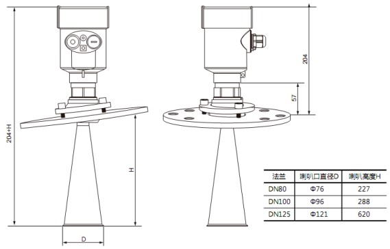 高頻雷達物位計RD706外形尺寸圖