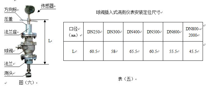 脈沖輸出渦街流量計球閥插入式安裝尺寸圖